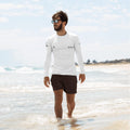White and black technical rash guard by PROTOCOL XXVII, front view