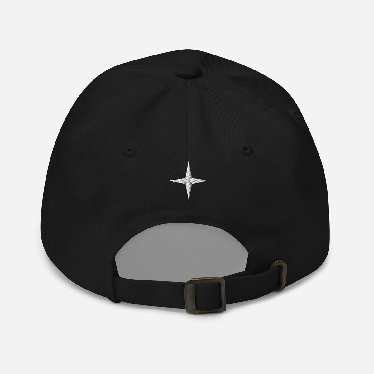 Black embroidered dad hat by PROTOCOL XXVII, back view