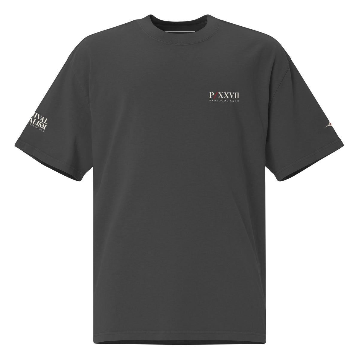 Faded black oversized T-shirt by PROTOCOL XXVII, front view