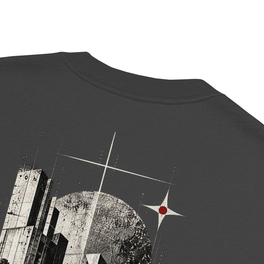 Faded black oversized T-shirt by PROTOCOL XXVII, fabric and design detail