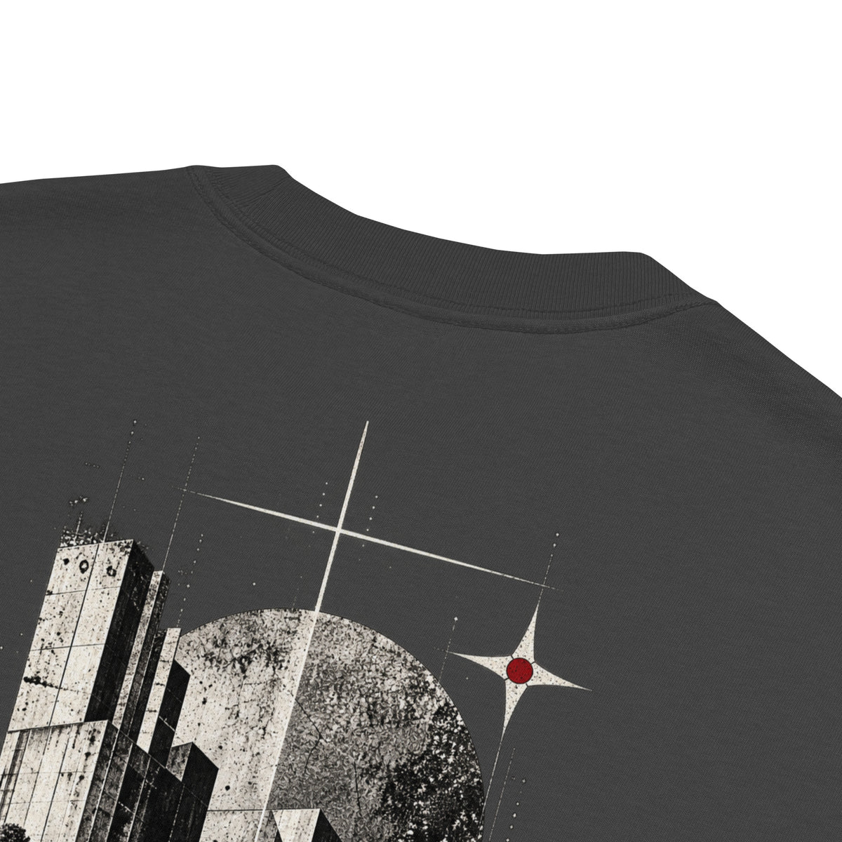 Faded black oversized T-shirt by PROTOCOL XXVII, fabric and design detail