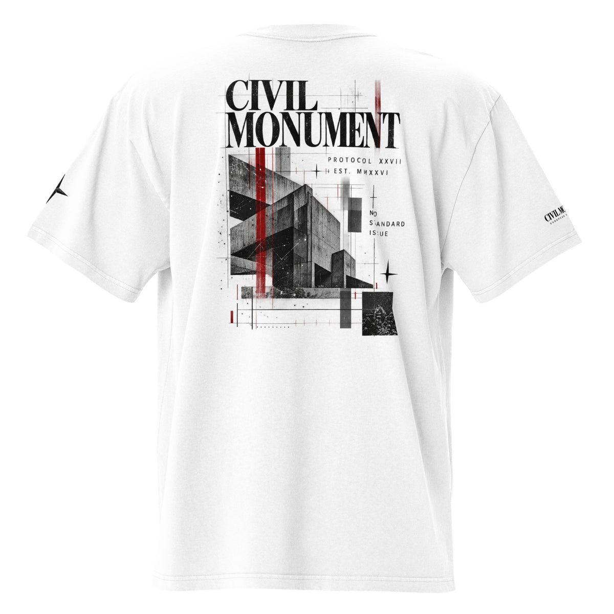 White embroidered oversized T-shirt by PROTOCOL XXVII, back view