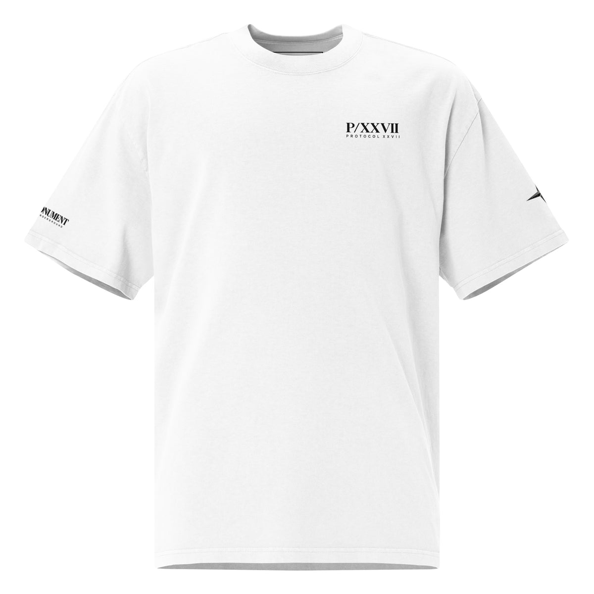 White embroidered oversized T-shirt by PROTOCOL XXVII, front view