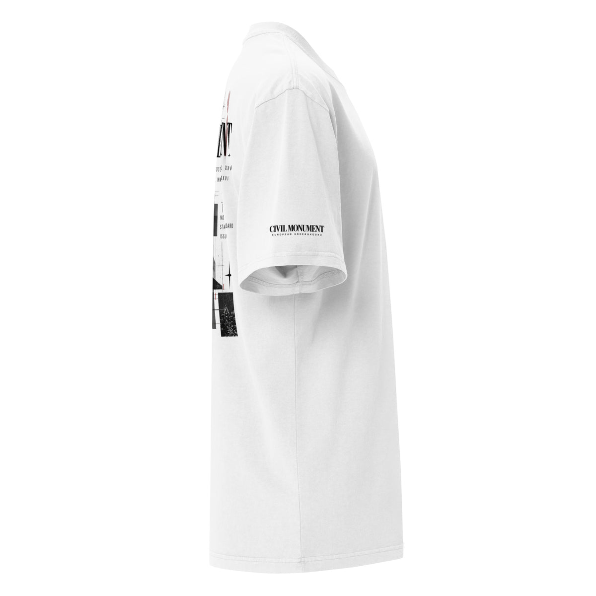White embroidered oversized T-shirt by PROTOCOL XXVII, right side view
