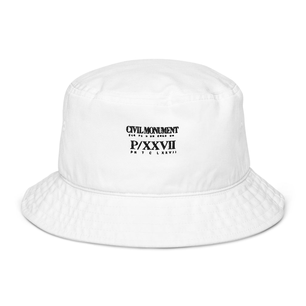 White organic bucket hat by PROTOCOL XXVII, front view