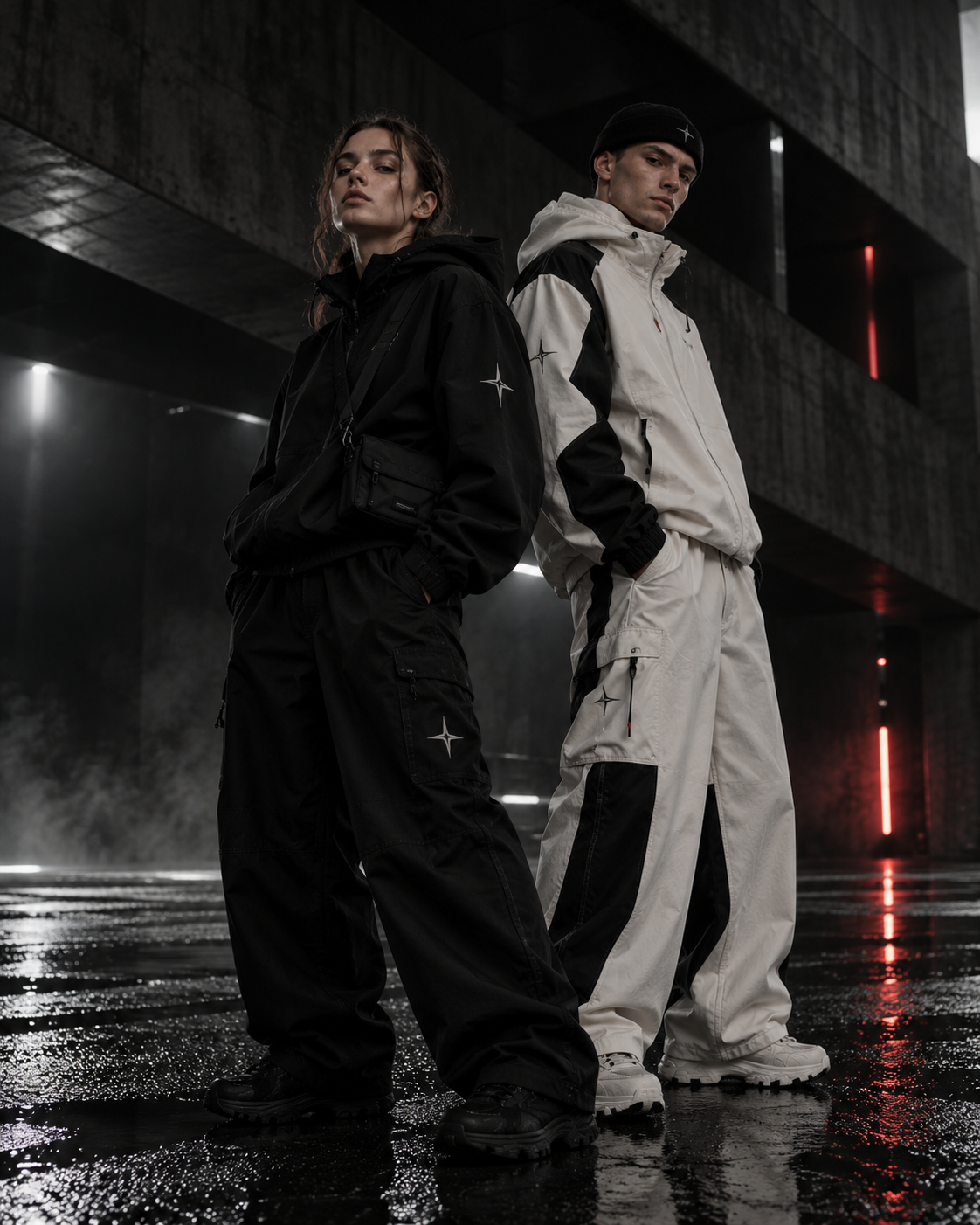 PROTOCOL XXVII Editorial-Kampagne mit schwarzem und cremeweißem Streetwear-Look