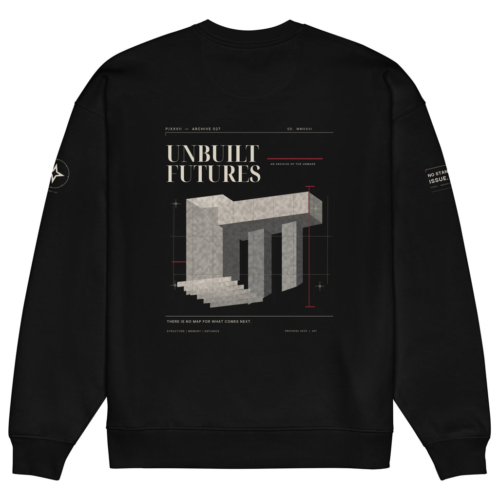 Black oversized crewneck by PROTOCOL XXVII, back view