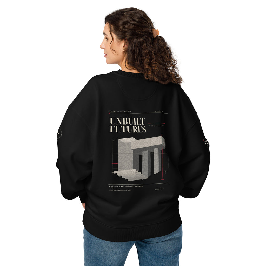 Black oversized crewneck by PROTOCOL XXVII, back view