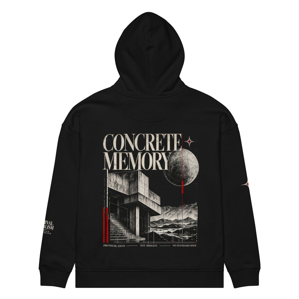 Sudadera negra de alto gramaje con capucha de PROTOCOL XXVII, vista trasera
