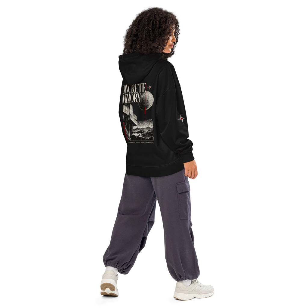 Sudadera negra de alto gramaje con capucha de PROTOCOL XXVII, vista trasera