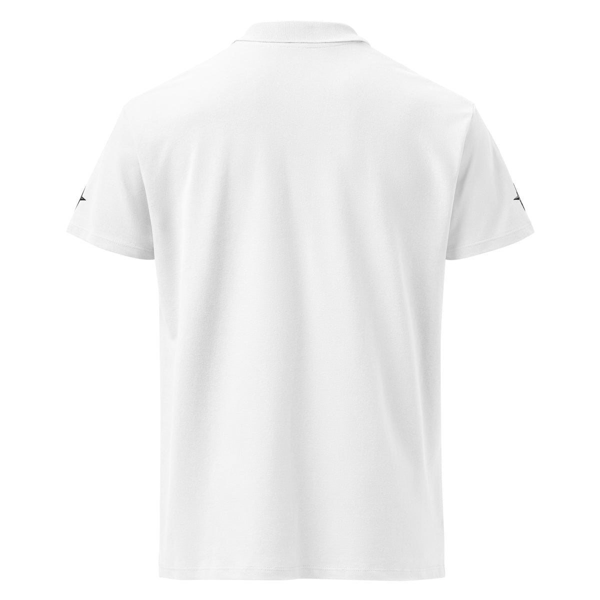 White piqué polo shirt by PROTOCOL XXVII, back view